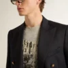 Chemise gris effet vintage pour homme avec imprimé sur le devant