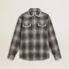 Chemise grise pour homme avec broderie blanche