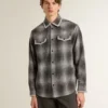 Chemise grise pour homme avec broderie blanche