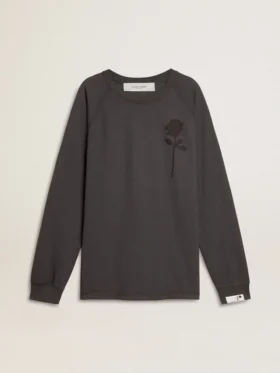 Chemise homme en coton anthracite avec imprimé sur la poitrine