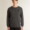 Chemise homme en coton anthracite avec imprimé sur la poitrine
