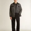 Chemise homme en coton anthracite avec imprimé sur la poitrine