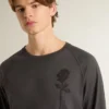 Chemise homme en coton anthracite avec imprimé sur la poitrine