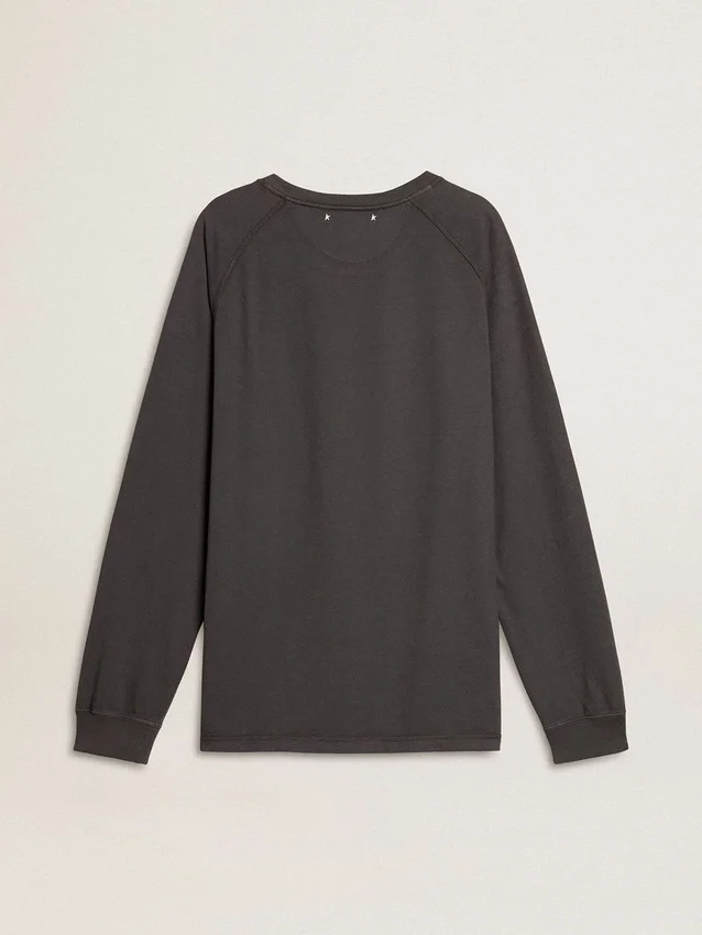 Chemise homme en coton anthracite avec imprimé sur la poitrine