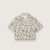 Chemise à manches courtes Journey pour fille, en toile de coton blanche avec un imprimé floral vert