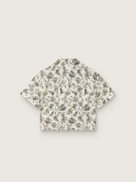 Chemise à manches courtes Journey pour fille, en toile de coton blanche avec un imprimé floral vert