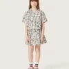 Chemise à manches courtes Journey pour fille, en toile de coton blanche avec un imprimé floral vert