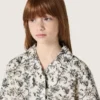 Chemise à manches courtes Journey pour fille, en toile de coton blanche avec un imprimé floral vert