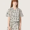 Chemise à manches courtes Journey pour fille, en toile de coton blanche avec un imprimé floral vert