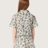 Chemise à manches courtes Journey pour fille, en toile de coton blanche avec un imprimé floral vert