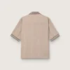 Chemise à manches courtes pour homme en laine fine grise à fines rayures