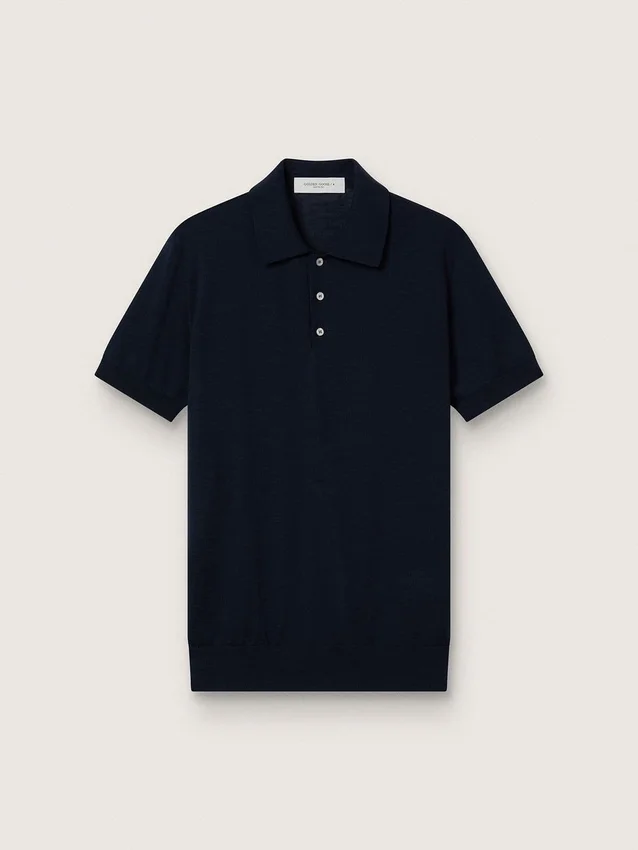 Chemise à manches courtes pour homme en laine mérinos bleu marine