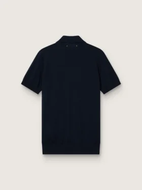 Chemise à manches courtes pour homme en laine mérinos bleu marine