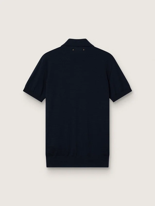 Chemise à manches courtes pour homme en laine mérinos bleu marine
