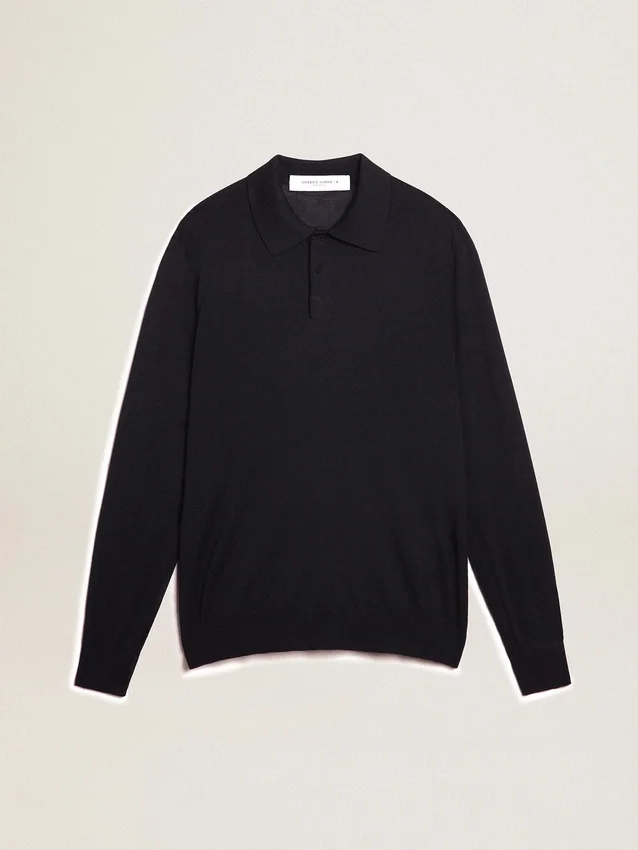 Chemise à manches longues pour homme en laine mérinos bleu marine
