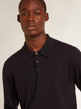Chemise à manches longues pour homme en laine mérinos bleu marine
