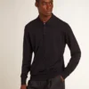 Chemise à manches longues pour homme en laine mérinos bleu marine