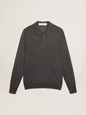 Chemise à manches longues pour homme en laine mérinos grise