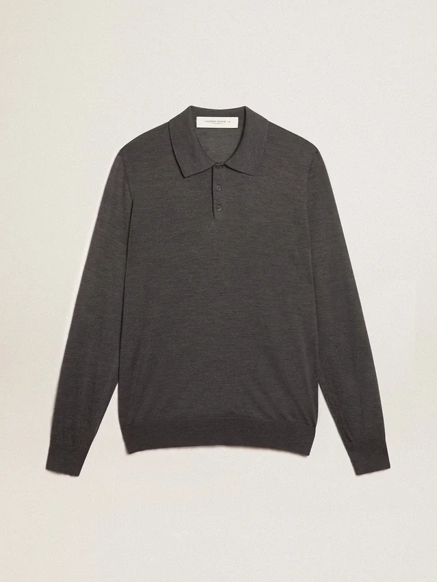 Chemise à manches longues pour homme en laine mérinos grise