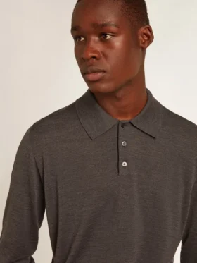 Chemise à manches longues pour homme en laine mérinos grise
