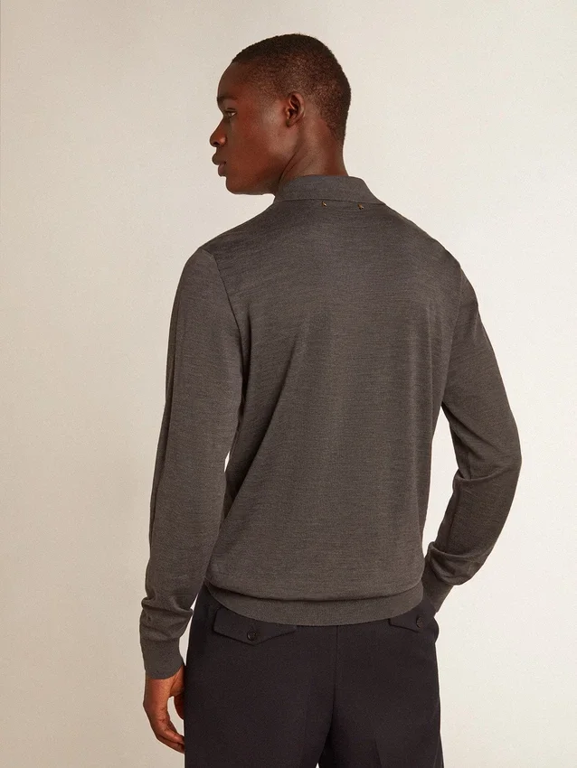 Chemise à manches longues pour homme en laine mérinos grise
