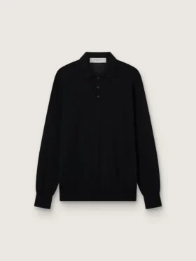 Chemise à manches longues pour homme en laine mérinos noire