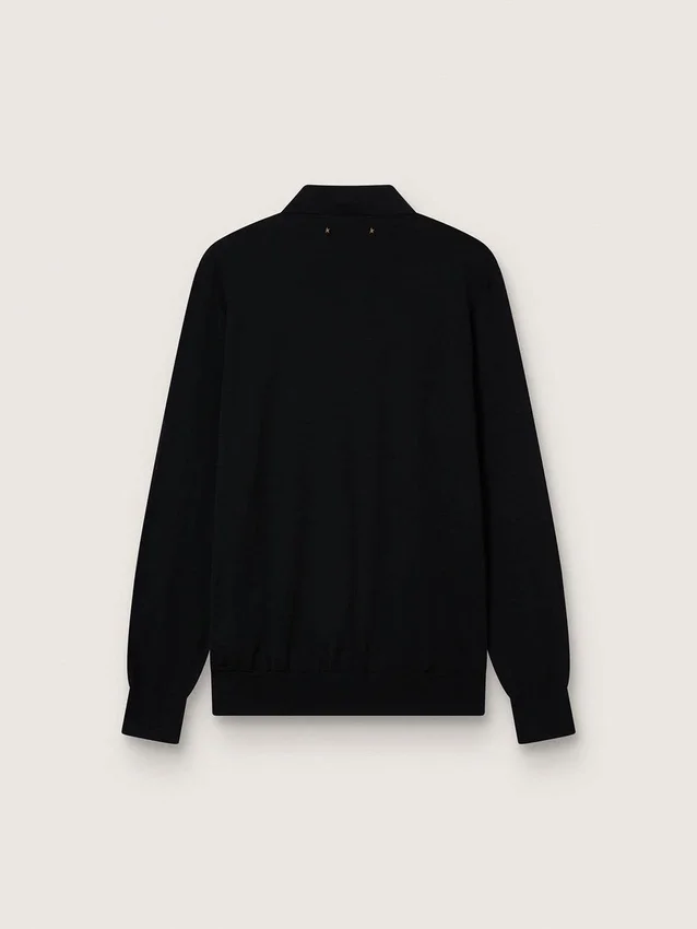 Chemise à manches longues pour homme en laine mérinos noire