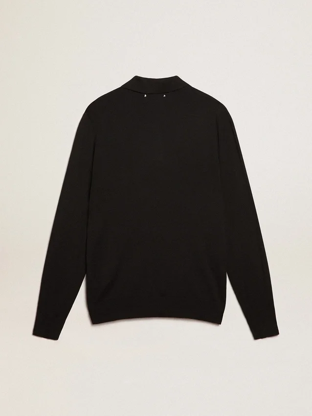 Chemise à manches longues pour homme en laine mérinos noire