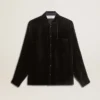 Chemise noire effet velours avec broderies