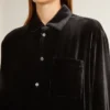 Chemise noire effet velours avec broderies