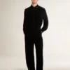 Chemise noire effet velours avec broderies