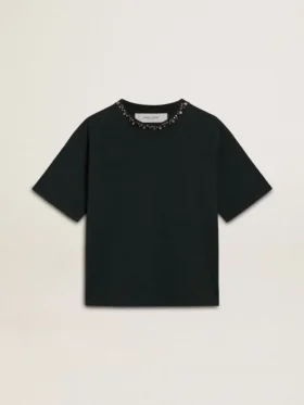 Chemise noire pour femme avec cristaux