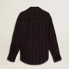 Chemise noire pour femme à rayures verticales et fermeture par nœud sur le côté