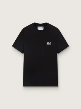 Chemise noire pour homme avec logo et étoile blancs contrastés
