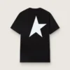 Chemise noire pour homme avec logo et étoile blancs contrastés