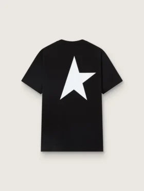 Chemise noire pour homme avec logo et étoile blancs contrastés