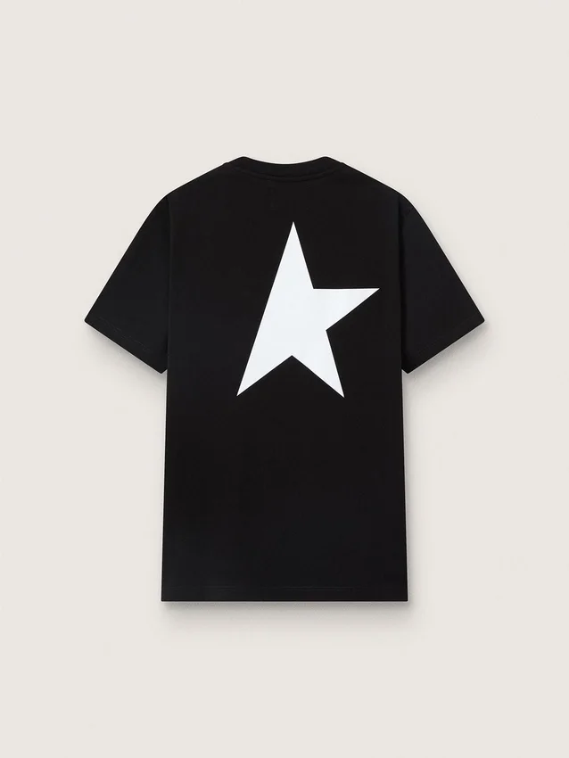 Chemise noire pour homme avec logo et étoile blancs contrastés