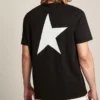 Chemise noire pour homme avec logo et étoile blancs contrastés