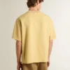 Chemise oversize en coton jaune pour homme avec imprimé bleu