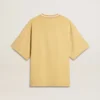 Chemise oversize en coton jaune pour homme avec imprimé bleu