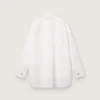 Chemise oversize pour femme en coton blanc avec plis et boutons décoratifs