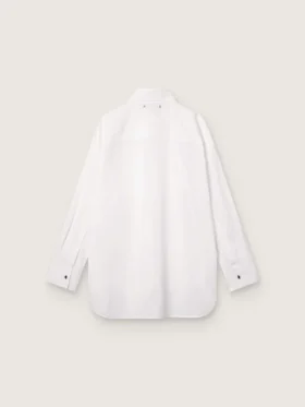 Chemise oversize pour femme en coton blanc avec plis et boutons décoratifs