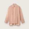 Chemise oversize pour femme en voile de coton corail avec détails plissés