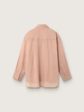 Chemise oversize pour femme en voile de coton corail avec détails plissés