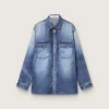 Chemise oversize pour femme à l'effet denim vieilli
