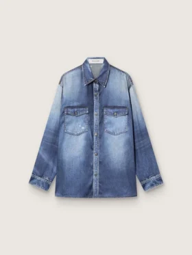 Chemise oversize pour femme à l'effet denim vieilli