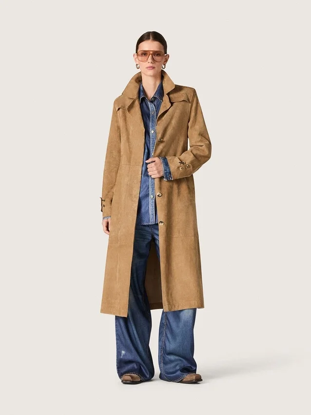 Chemise oversize pour femme à l'effet denim vieilli