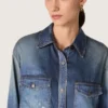 Chemise oversize pour femme à l'effet denim vieilli