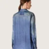Chemise oversize pour femme à l'effet denim vieilli