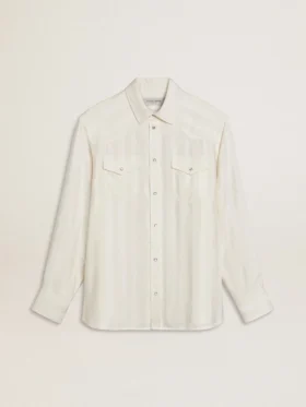 Chemise oversize pour homme, effet « worn-white », à rayures verticales
